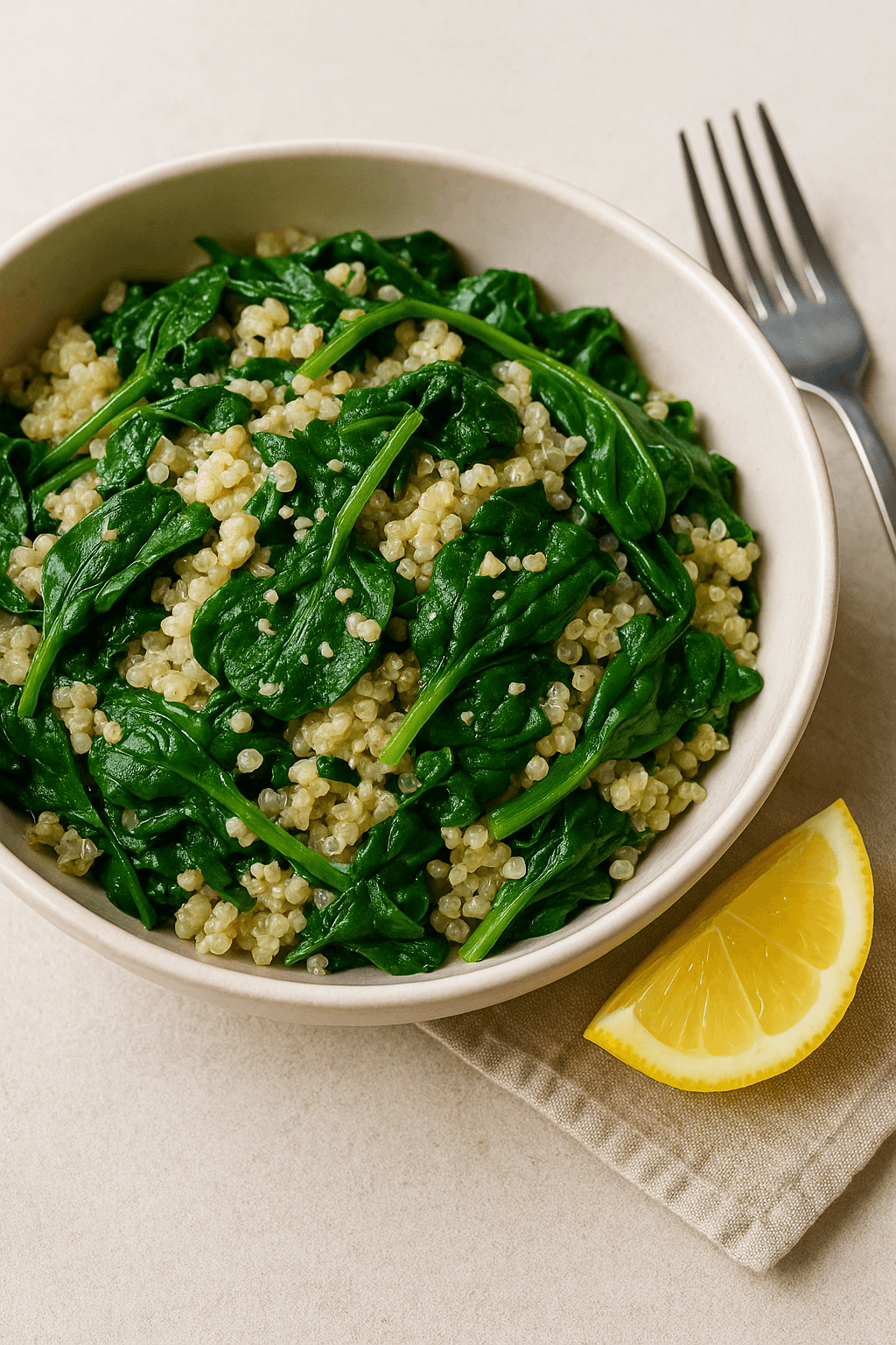 Garlic Spinach & Quinoa Bowl